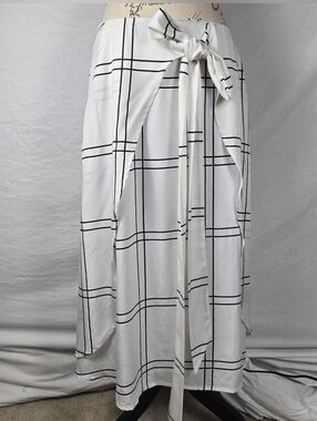 NWT SANCIA Ivory & Noir Grid Maxi Skirt - L - Free Shipping